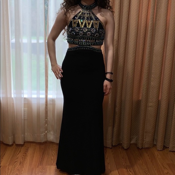 •Long, Black, Rhinestone Dress - Picture 3 of 6